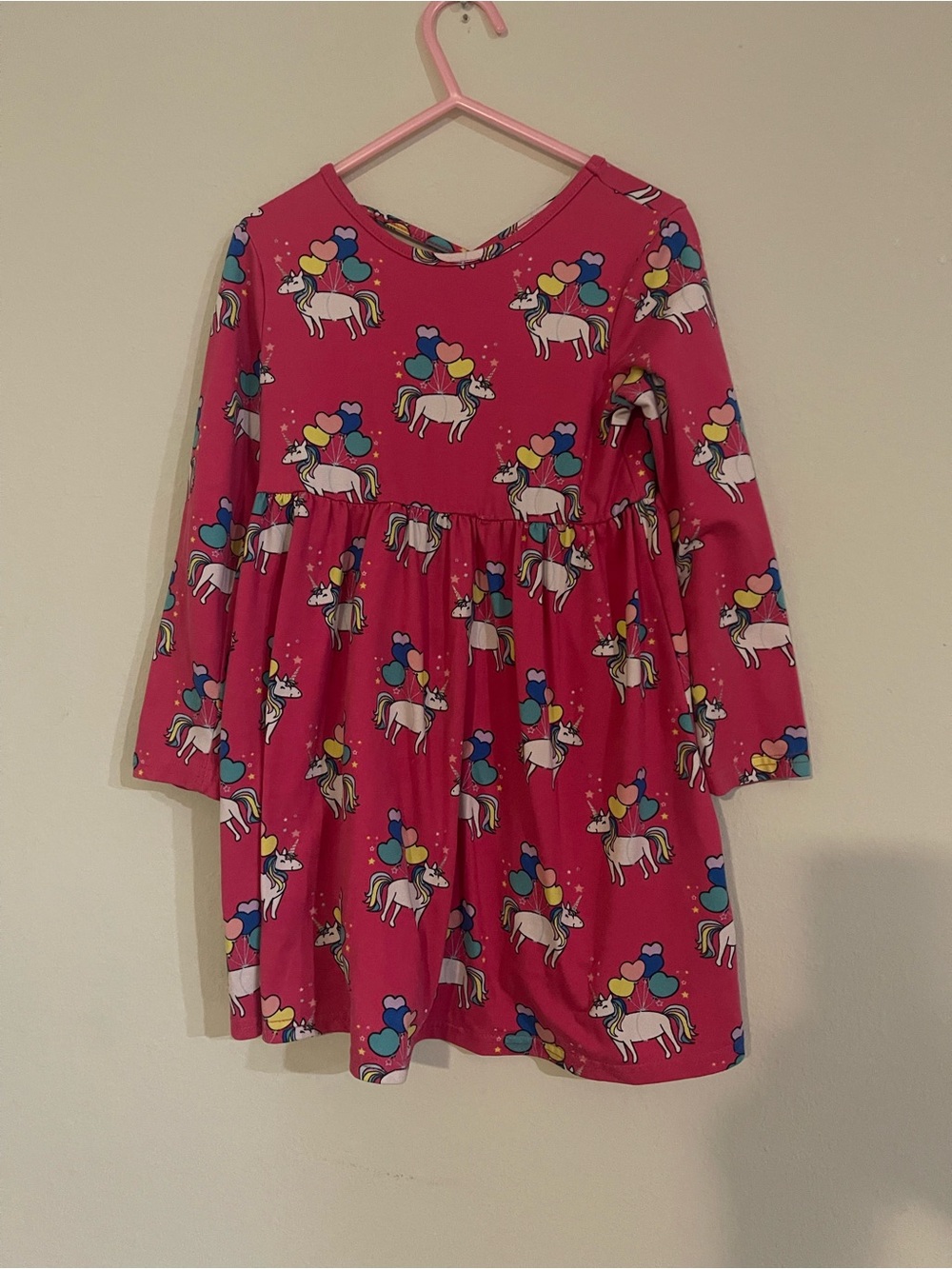 Freestyle Pink Unicorn & Balloon Long-Sleeve Dress